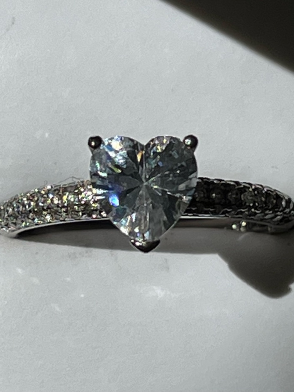 Heart-Cut clear stone Pavé Silver-925 Ring